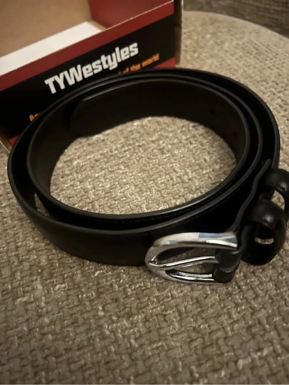 Women's Black Belt with Rounded Silver Buckle